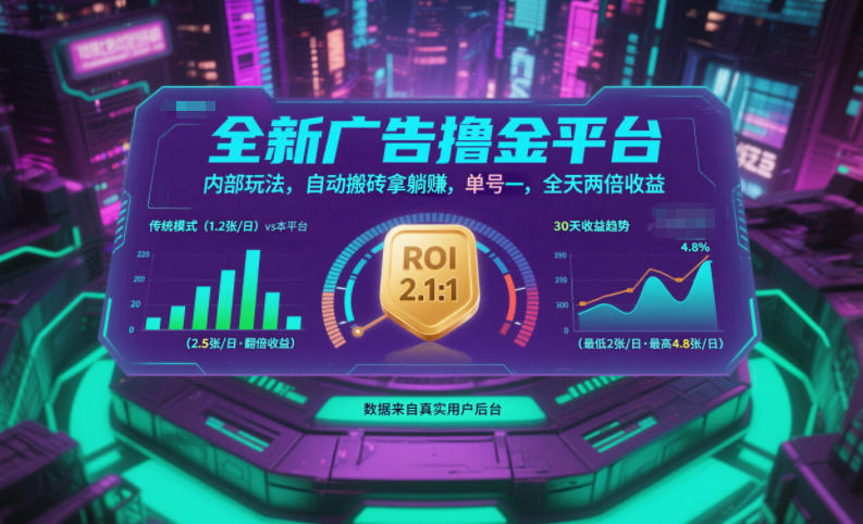 全新广告撸金平台，内部玩法，自动搬砖拿躺賺，单号一天保底2张+，全天两倍收益【揭秘】-华夏圈