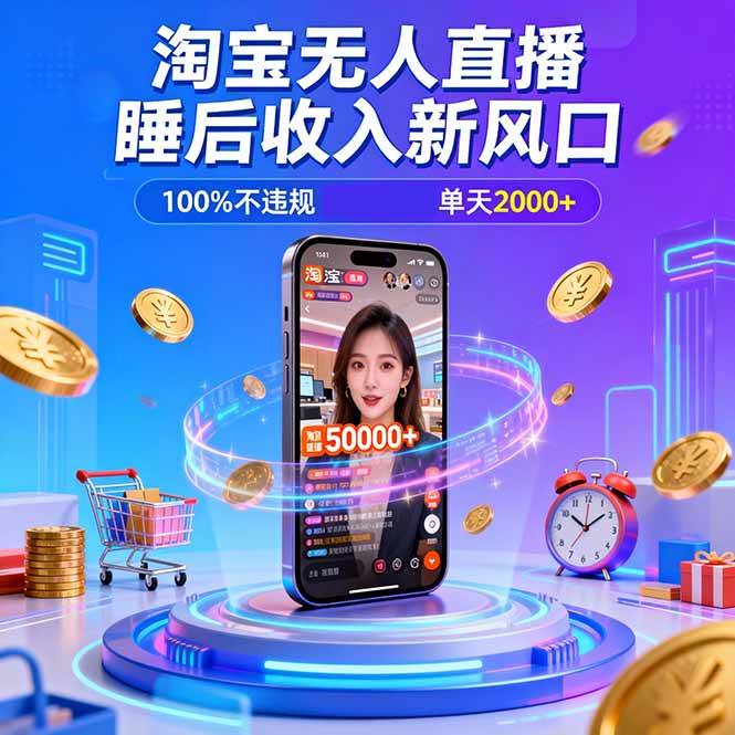（16822期）淘宝无人直播，不违规不封号，直播100小时卖了5万，年底旺季！-华夏圈