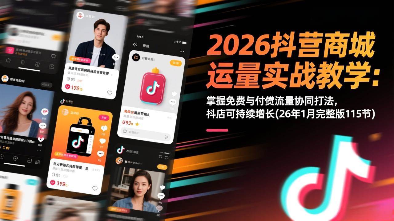 （17165期）2026抖音商城运营实战教学：掌握免费与付费流量协同打法，抖店可持续增长(26年1月完整版115节)-华夏圈