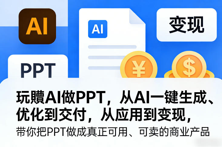 玩賺AI做PPT，从AI一键生成、优化到交付，从应用到变现，带你把PPT做成真正可用、可卖的商业产品（更新0401）-华夏圈