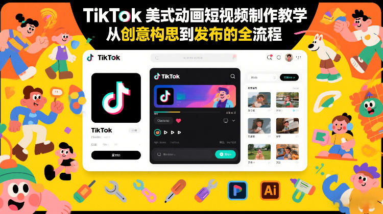 TikTok美式动画短视频制作教学，从创意构思到发布的全流程-华夏圈