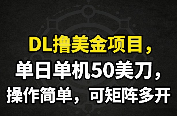 DL撸美金项目，单日单机50美刀，操作简单，可矩阵多开-华夏圈