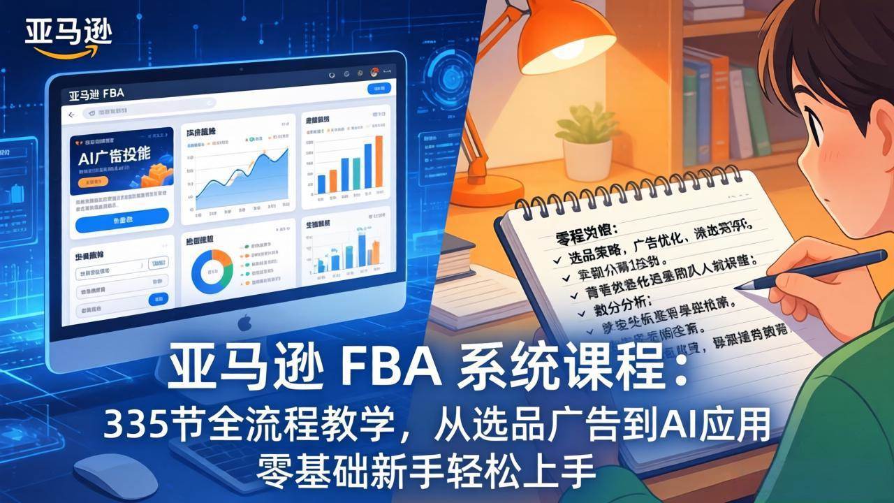 （17744期）亚马逊 FBA 系统课程（更新26年3月）335节全流程教学，从选品广告到AI应用，零基础新手轻松上手-华夏圈
