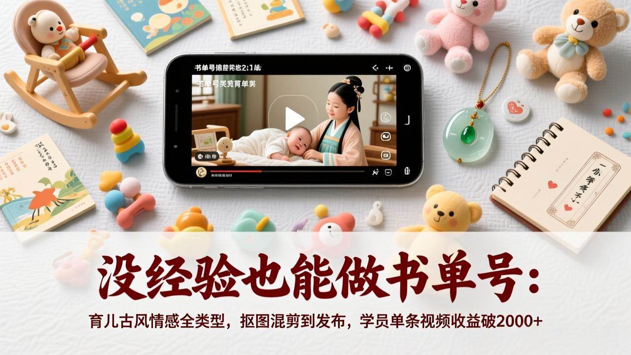 （17389期）没经验也能做书单号：育儿古风情感全类型，抠图混剪到发布，学员单条视频收益破2000+-华夏圈