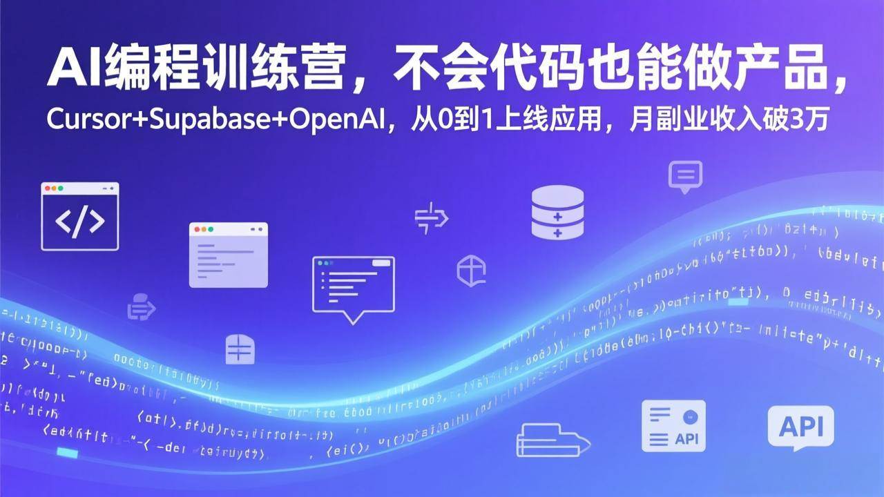 （17388期）AI编程训练营，不会代码也能做产品，Cursor+Supabase+OpenAI，从0到1上线应用，月副业收入破3万-华夏圈