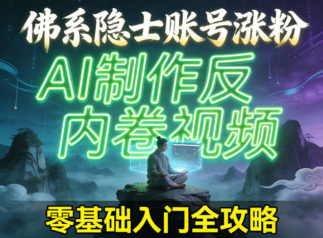 佛系隐士账号涨粉，AI制作反内卷视频，零基础入门全攻略-华夏圈
