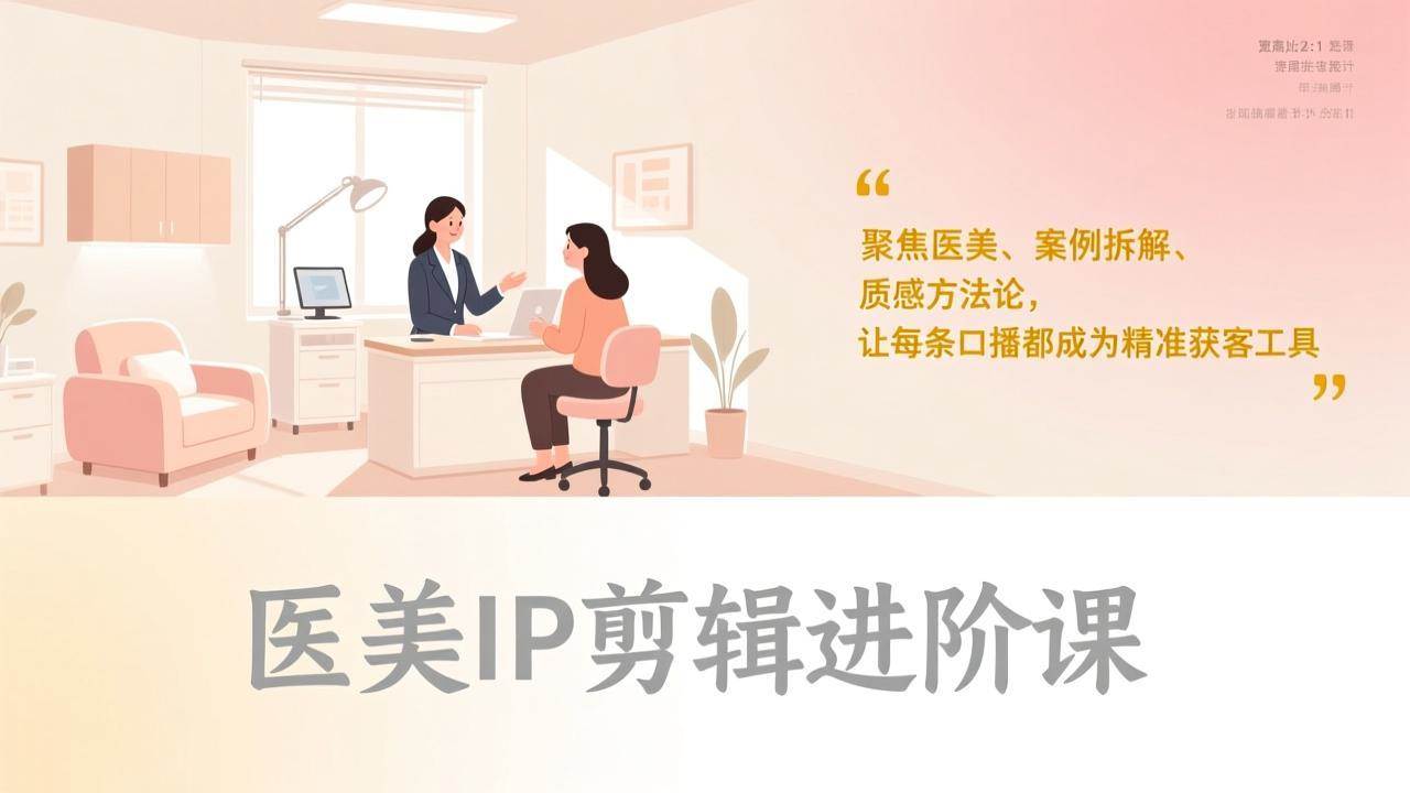 （17303期）医美IP剪辑进阶课，聚焦医美、案例拆解、质感方法论，让每条口播都成为精准获客工具-华夏圈