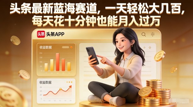 头条最新蓝海赛道，一天轻松大几张，每天花十分钟也能月入过1W【揭秘】-华夏圈