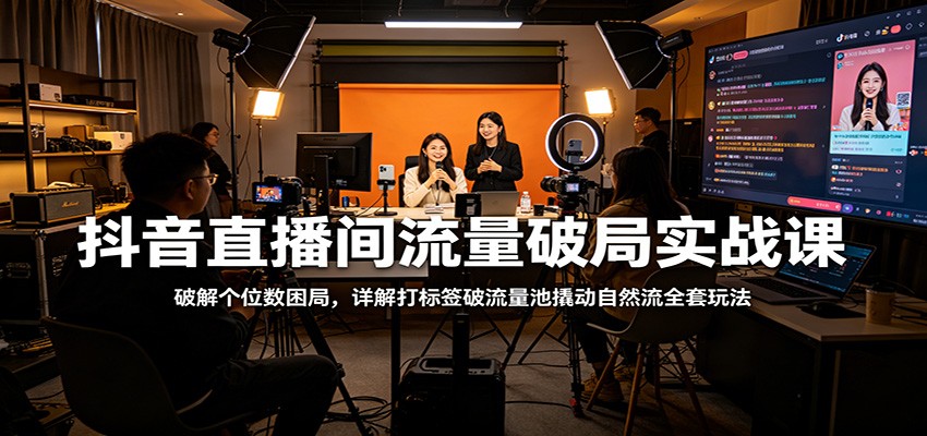 抖音直播间流量破局实战课：破解个位数困局，详解打标签破流量池撬动自然流全套玩法-华夏圈