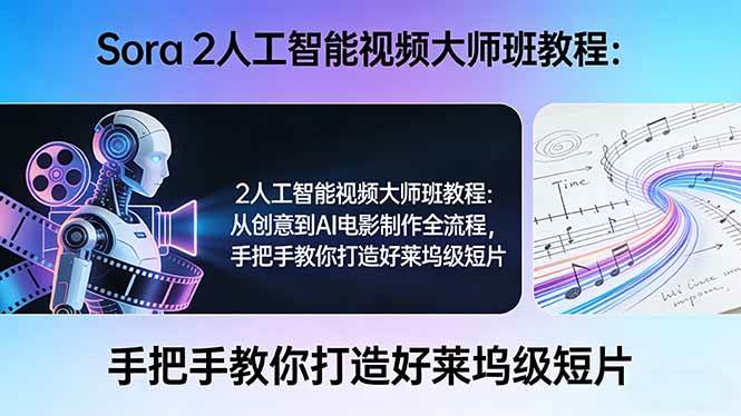 （17688期）Sora 2人工智能视频大师班教程：从创意到AI电影制作全流程，手把手教你打造好莱坞级短片-华夏圈
