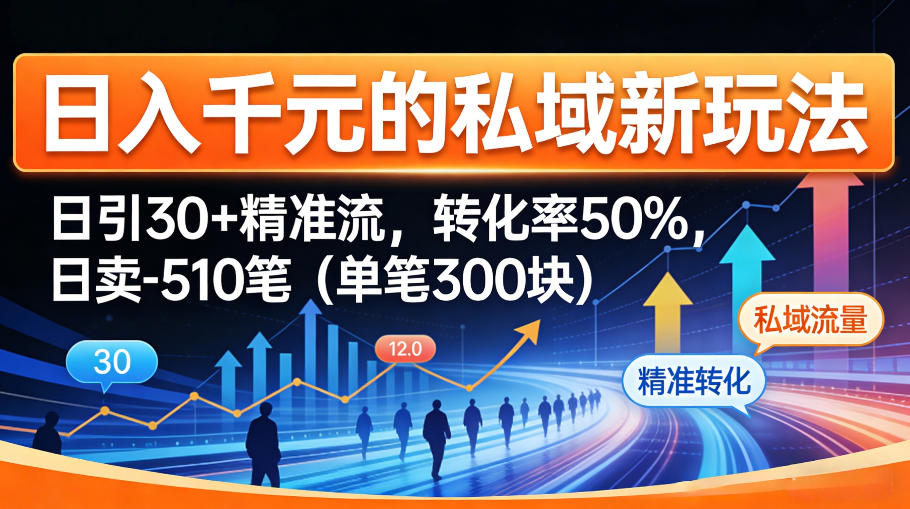 日入千米的私域新玩法：日引30＋精准流，转化率50%，日卖5-10笔（单笔300米）-华夏圈