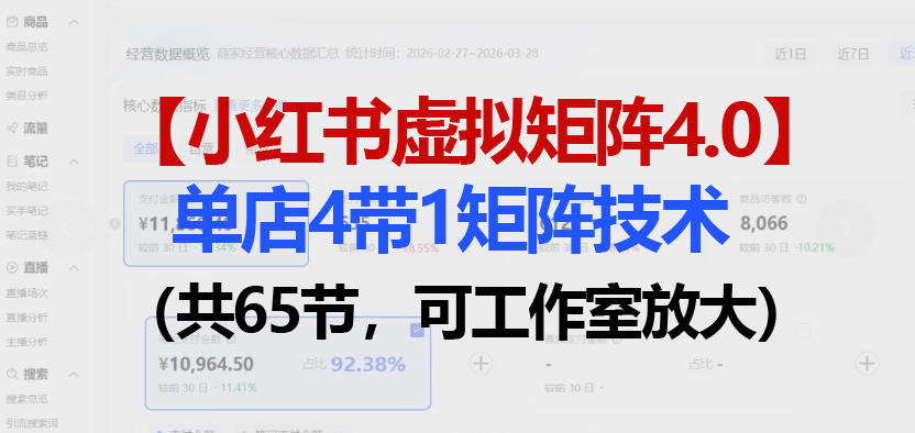 小红书虚拟矩阵4.0技术：单店4带1矩阵（共65节，可工作室放大）-华夏圈
