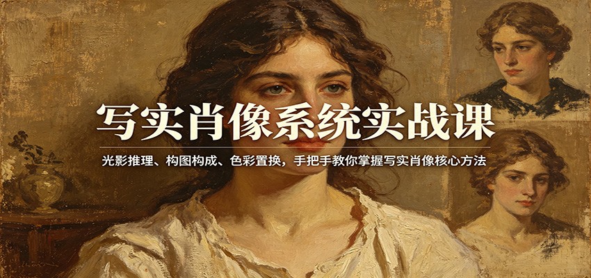 写实肖像系统实战课：光影推理、构图构成、色彩置换，手把手教你掌握写实肖像核心方法-华夏圈