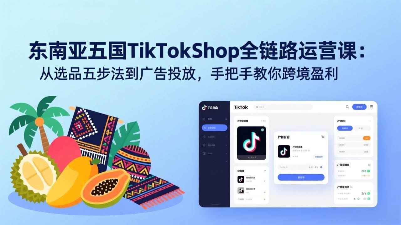 （17511期）东南亚五国TikTok Shop全链路运营课：从选品五步法到广告投放，手把手教你跨境盈利-华夏圈
