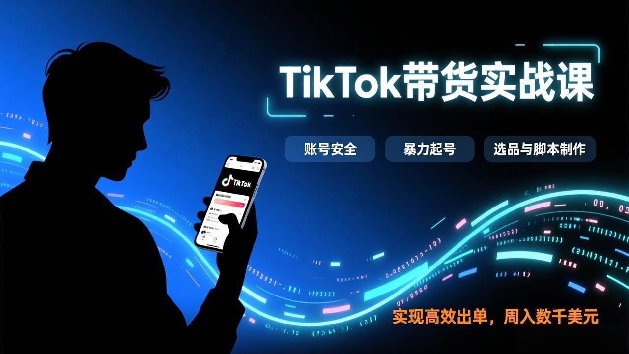 （17278期）TikTok带货实战课，涵盖账号安全、暴力起号、选品与脚本制作，实现高效出单，周入数千美元-华夏圈