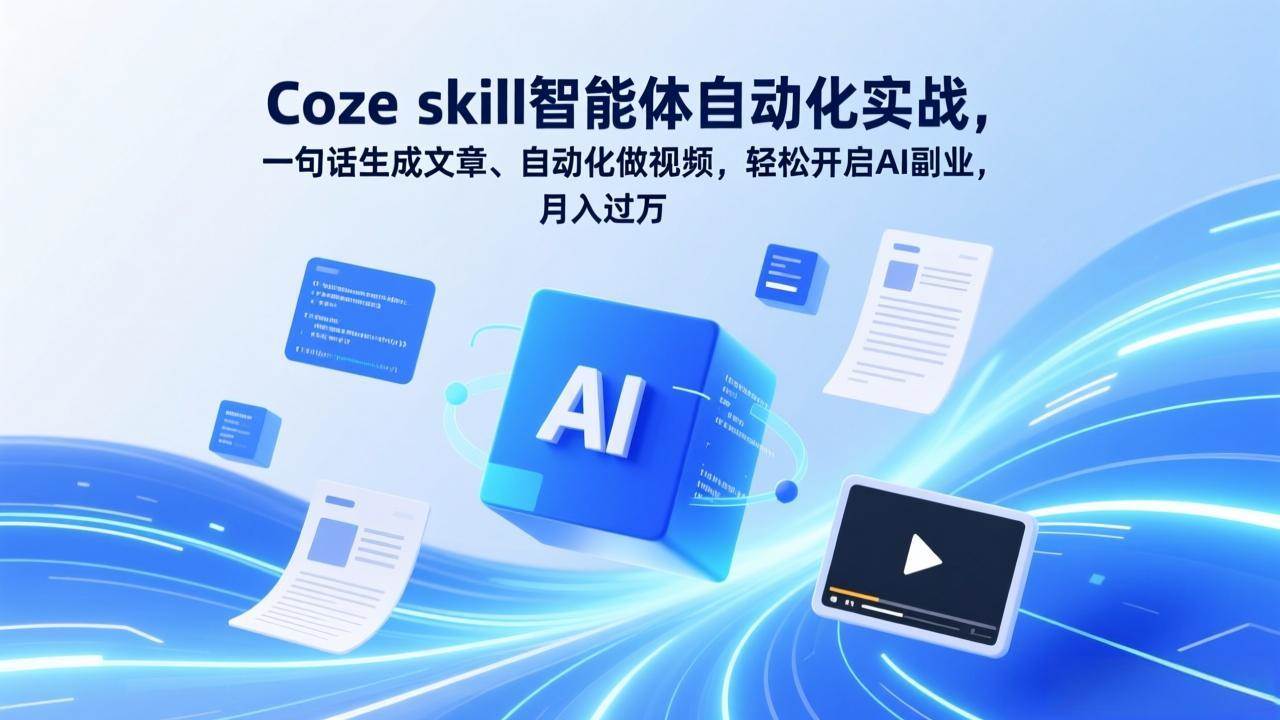 （17399期）Coze skill智能体自动化实战，一句话生成文章、自动化做视频，轻松开启AI副业，月入过万-华夏圈