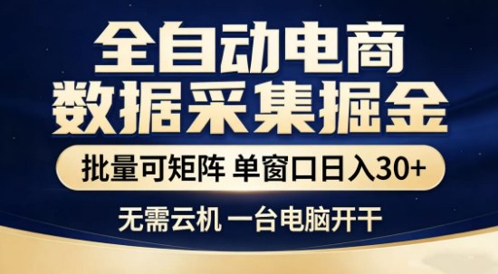 独家电商数据全自动采集项目，批量可矩阵，单窗口轻松日入3张+【揭秘】-华夏圈