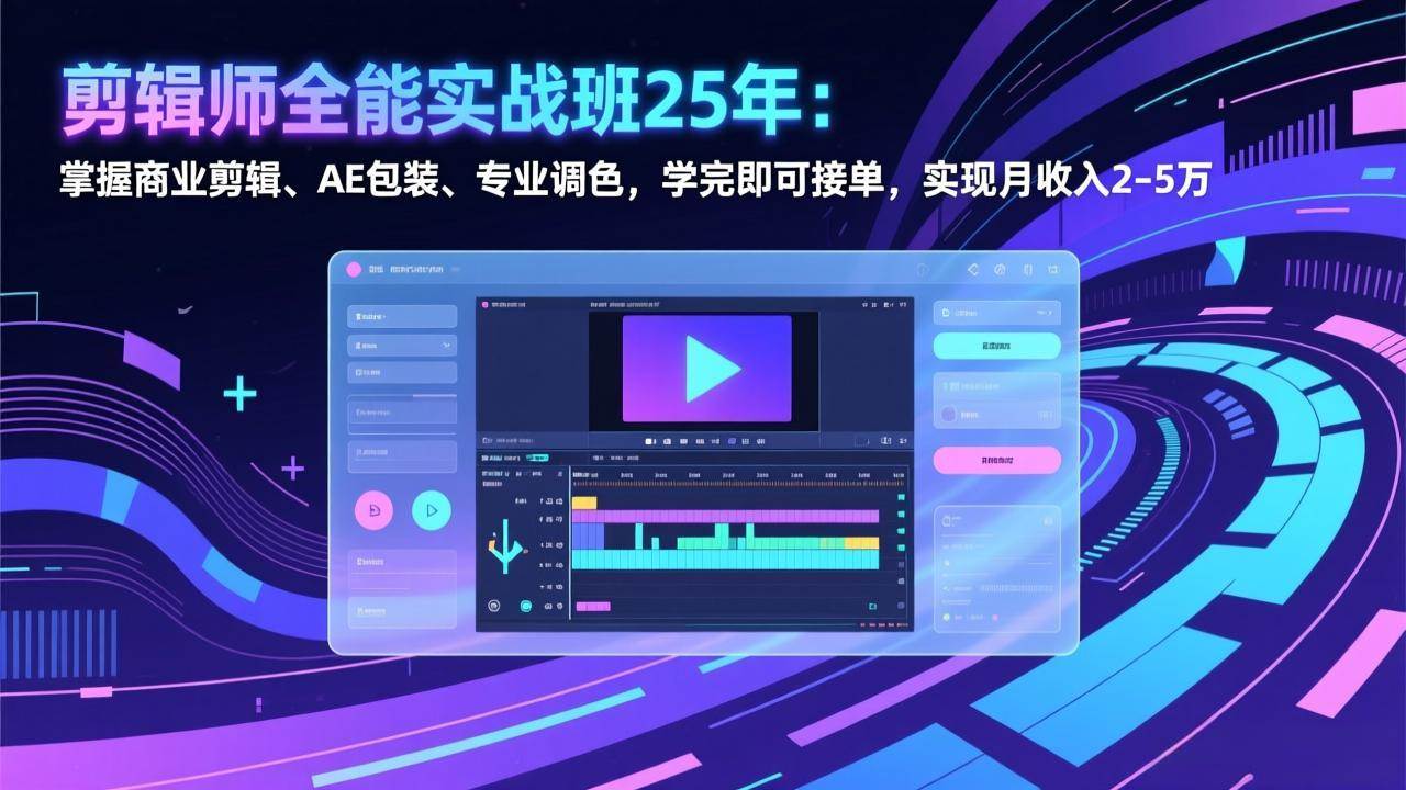 （17294期）剪辑师全能实战班25年：掌握商业剪辑、AE包装、专业调色，学完即可接单，实现月收入2-5万-华夏圈