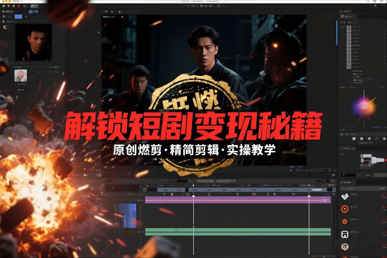 短剧拉新之原创燃剪精简剪辑实操课，解锁短剧变现秘籍-华夏圈