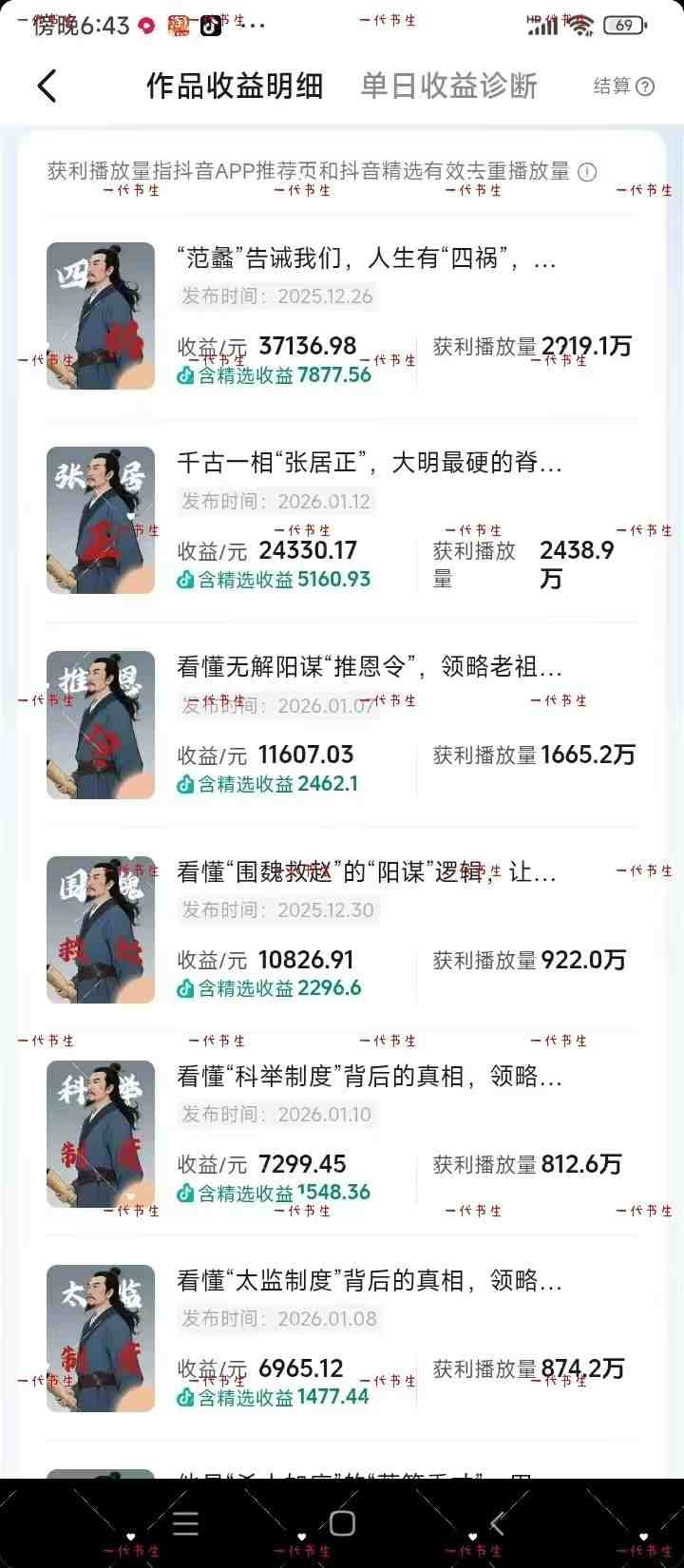 抖音300w粉丝博主的政史类科普视频教学，有大流量扶持，拿伙伴伙伴+精选独家双份收益-华夏圈