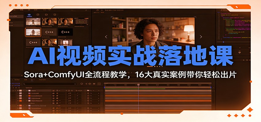 AI视频实战落地课：Sora+ComfyUI全流程教学，16大真实案例带你轻松出片-华夏圈