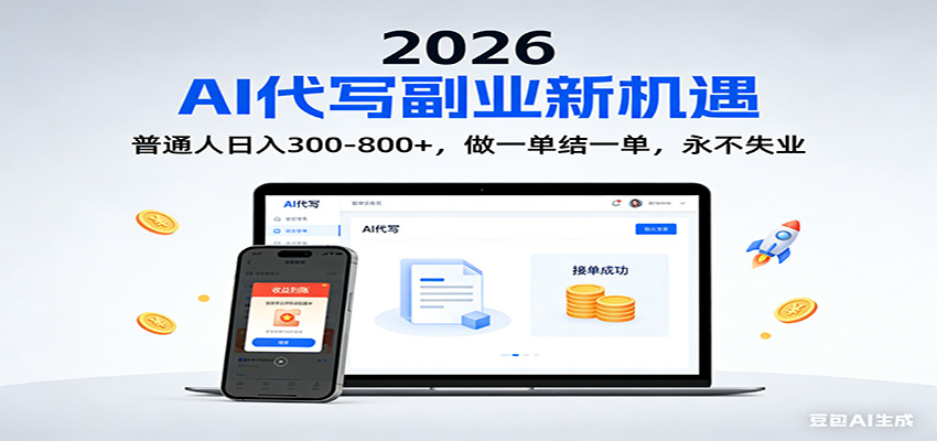 2026 副业首选！AI 代写日入 300-800，普通人0门槛，做一单结一单！-华夏圈