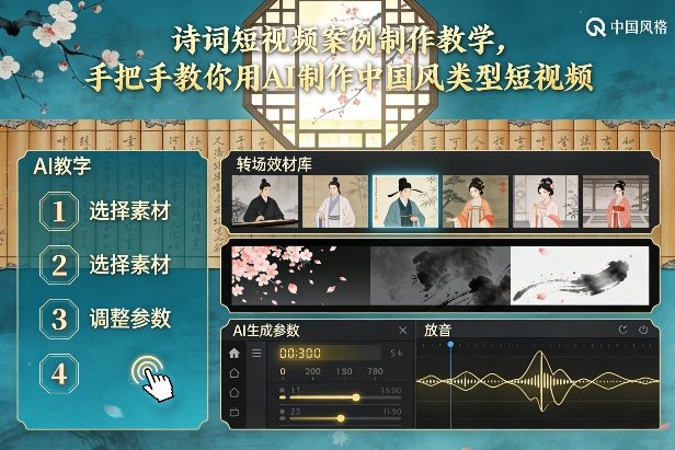 古诗词短视频案例制作教学，手把手教你用AI制作中国风类型短视频-华夏圈