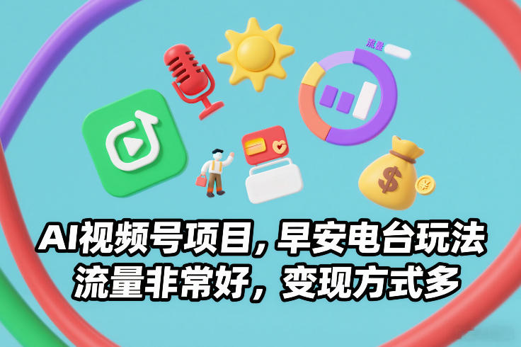 AI视频号项目，早安电台玩法，流量非常好，变现方式多-华夏圈