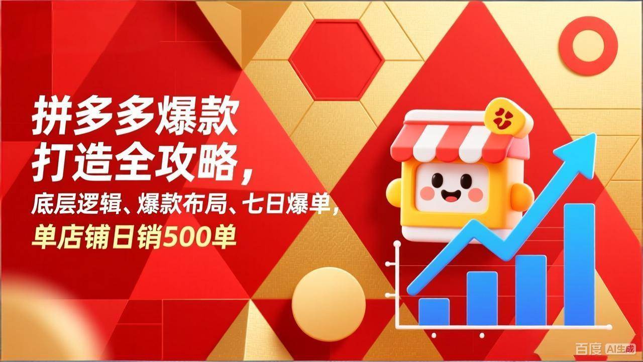 （17346期）拼多多爆款打造全攻略，底层逻辑、爆款布局、七日爆单，单店铺日销500单-华夏圈