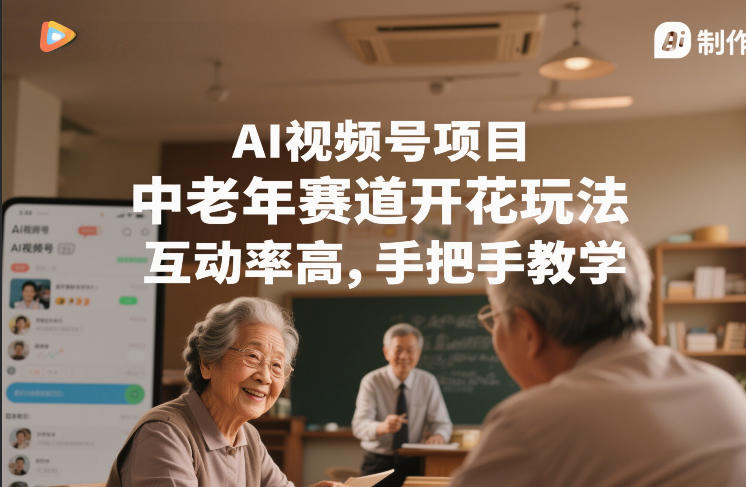 AI视频号项目，中老年赛道开花玩法，互动率高，手把手教学-华夏圈