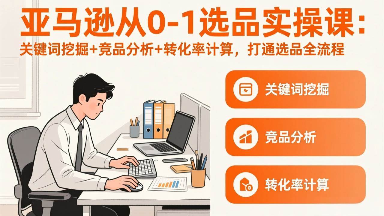 （17567期）亚马逊从0-1选品实操课(更新3月)：关键词挖掘+竞品分析+转化率计算，47节打通选品全流程-华夏圈