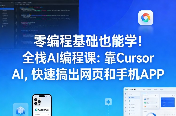 零编程基础也能学！全栈AI编程课：靠Cursor AI，快速搞出网页和手机APP-华夏圈