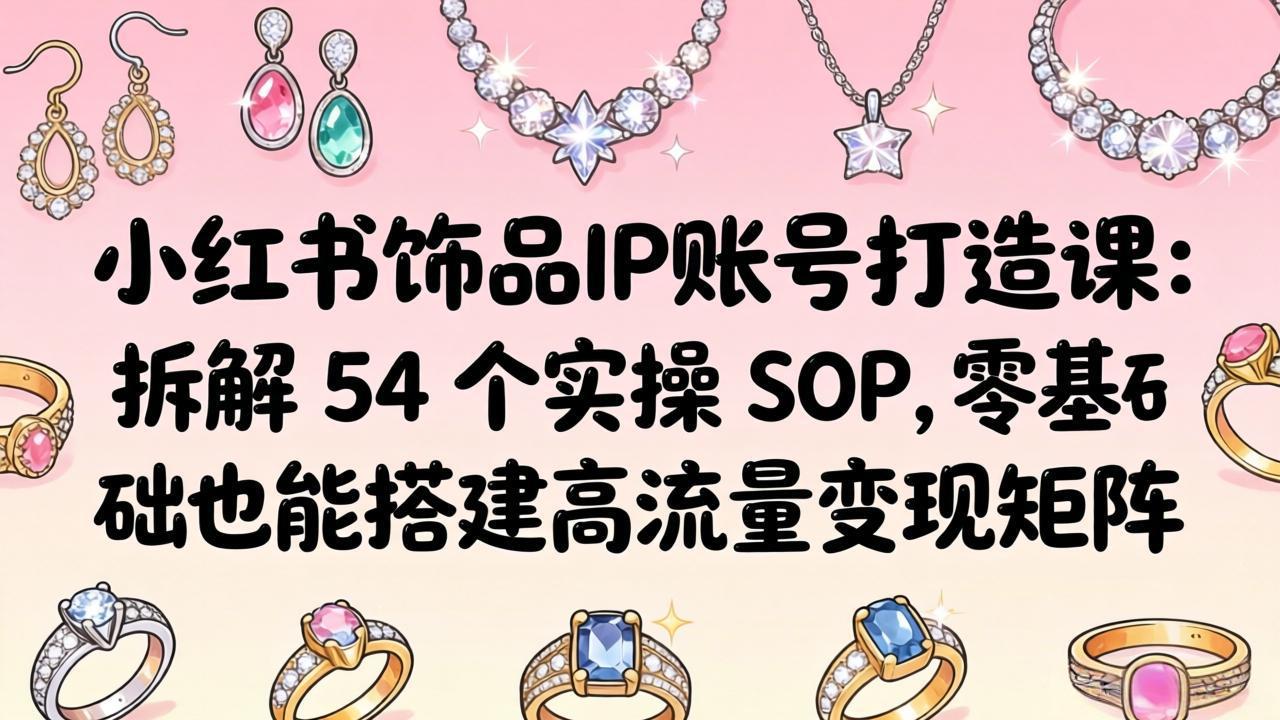 小红书饰品IP账号打造课：拆解 54 个实操 SOP，零基础也能搭建高流量变现矩阵-华夏圈