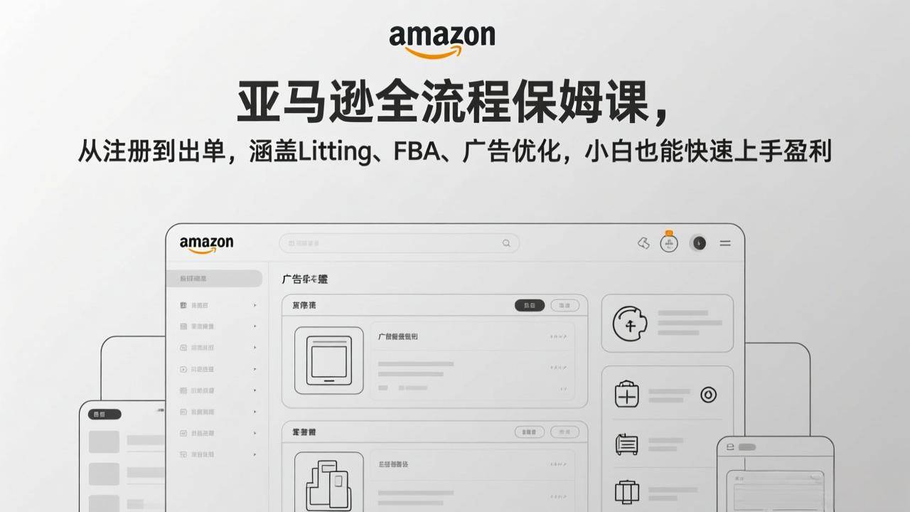 （17293期）亚马逊全流程保姆课，从注册到出单，涵盖Listing、FBA、广告优化，小白也能快速上手盈利-华夏圈
