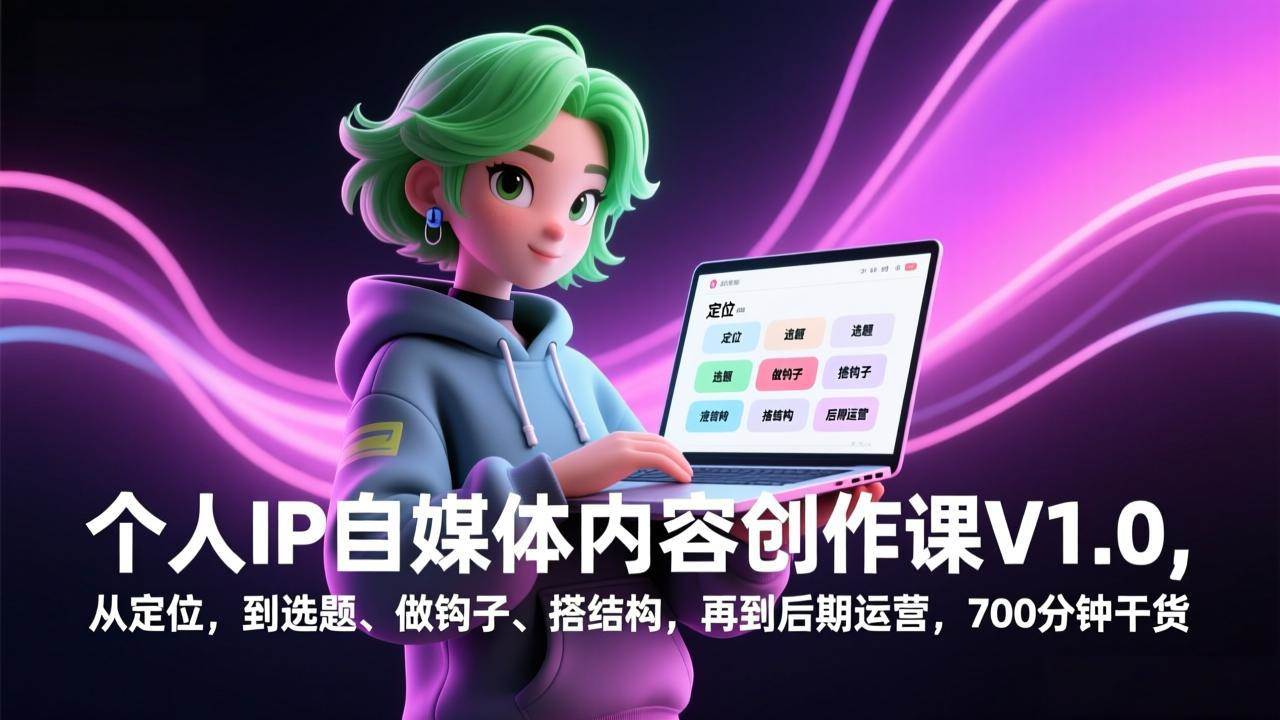（17331期）个人IP自媒体内容创作课V1.0，从定位，到选题、做钩子、搭结构，再到后期运营，700分钟干货-华夏圈