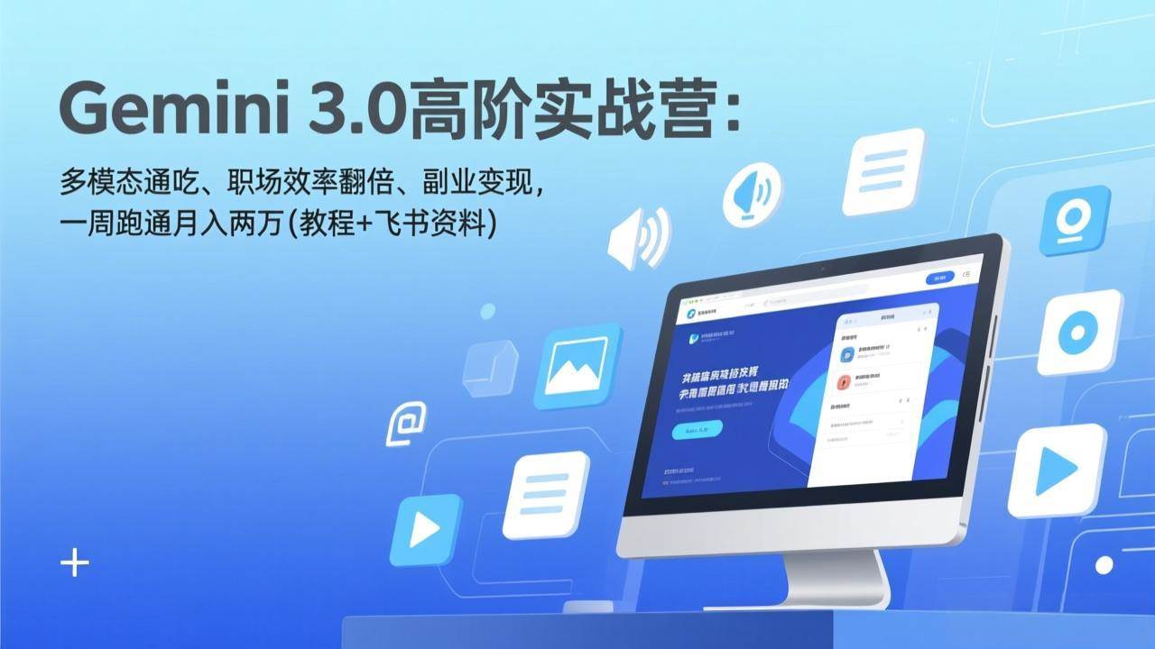 （17386期）Gemini 3.0高阶实战营：多模态通吃、职场效率翻倍、副业变现，一周跑通月入两万(教程+飞书资料)-华夏圈