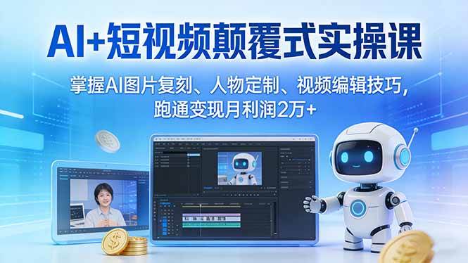 （17454期）AI+短视频颠覆式实操课：掌握AI图片复刻、人物定制、视频编辑技巧，跑通变现月利润2万+-华夏圈