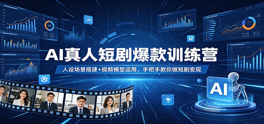 AI真人短剧爆款训练营：人设场景搭建+视频模型运用，手把手教你做短剧变现-华夏圈
