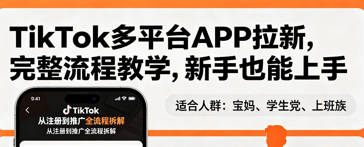 TikTok多平台APP拉新，完整流程教学，新手也能上手，轻松出海搞美金-华夏圈