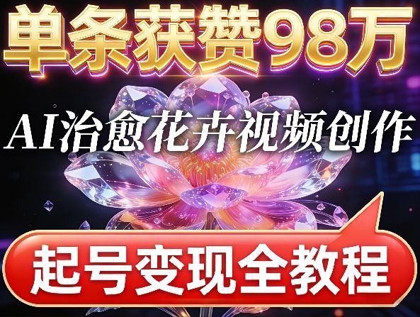 单条获赞98W，AI治愈花卉视频创作，起号变现全教程-华夏圈