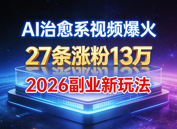 AI治愈系视频爆火，27条涨粉13W，2026新手副业新玩法-华夏圈