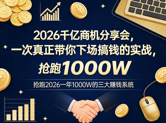 2026千亿商机分享会，一次真正带你下场搞钱的实战，抢跑2026一年1000W的三大賺钱系统-华夏圈