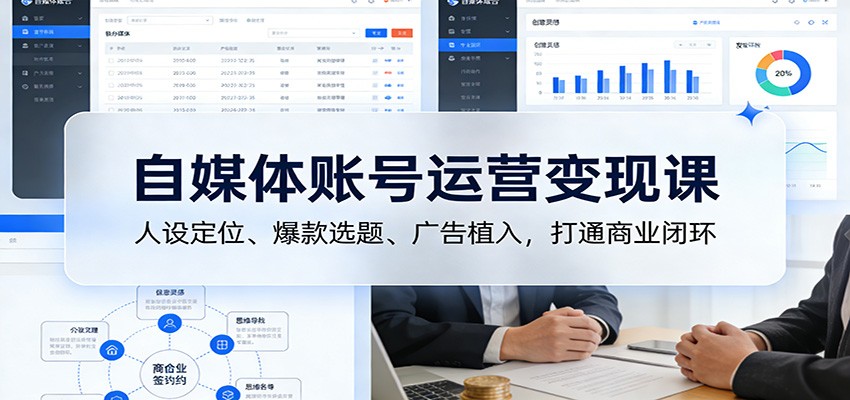 自媒体账号运营变现课：人设定位、爆款选题、广告植入，打通商业闭环-华夏圈
