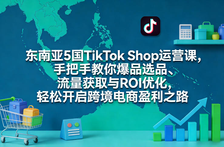 东南亚5国TikTok Shop运营课，手把手教你爆品选品、流量获取与ROI优化，轻松开启跨境电商盈利之路-华夏圈