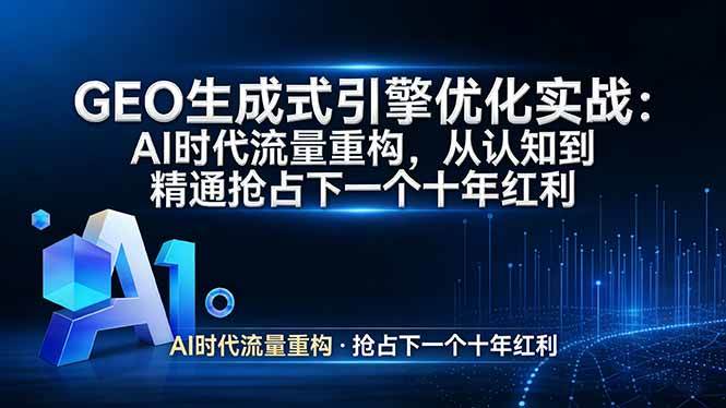 （17708期）GEO 生成式引擎优化实战：AI时代流量重构，从认知到精通抢占下一个十年红利-华夏圈