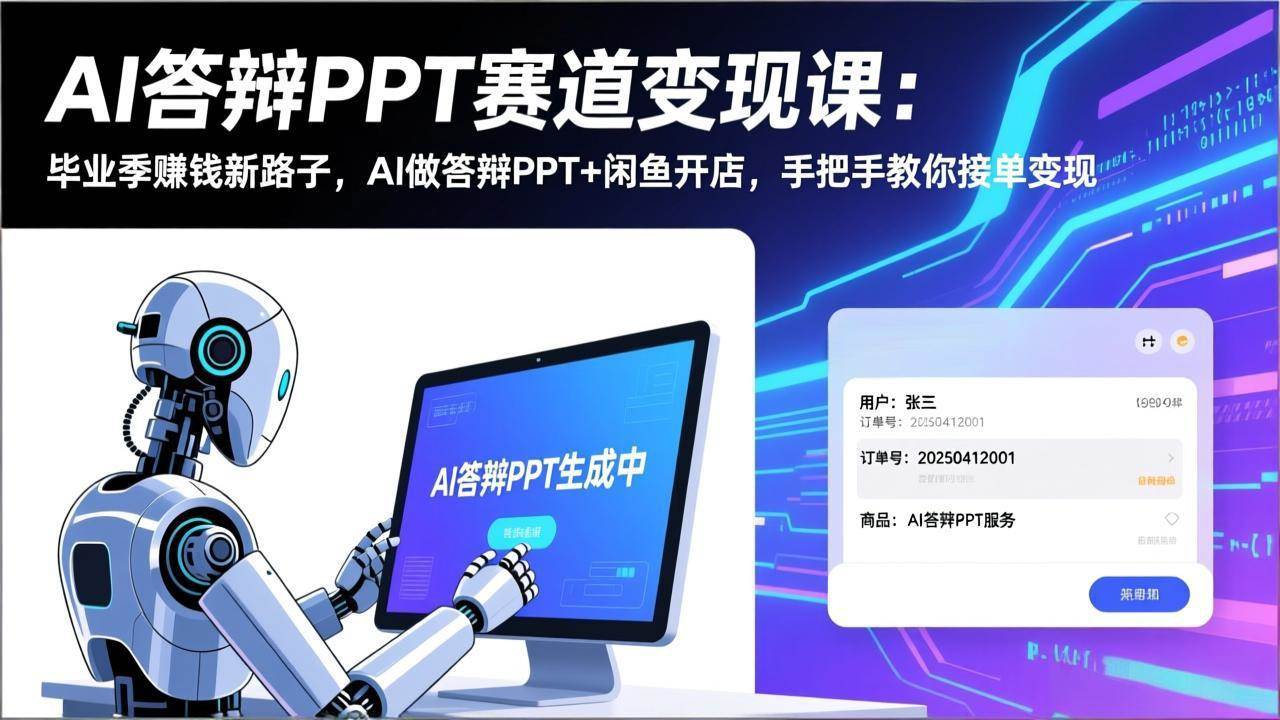 （17546期）AI答辩PPT赛道变现课：毕业季赚钱新路子，AI做答辩PPT+闲鱼开店，手把手教你接单变现-华夏圈
