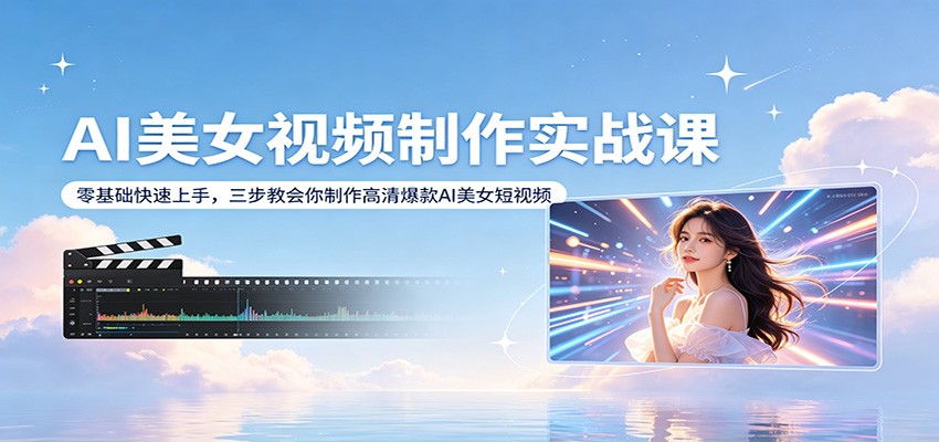 AI美女视频制作实战课：零基础快速上手，三步教会你制作高清爆款AI美女短视频-华夏圈