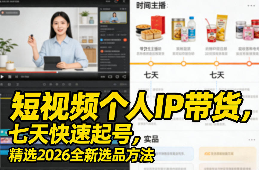 短视频个人IP带货，七天快速起号，精选2026全新选品方法-华夏圈
