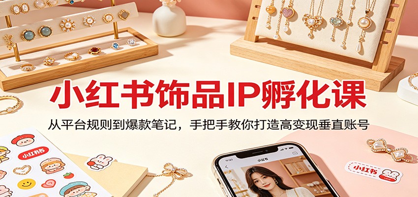 小红书饰品IP孵化课：从平台规则到爆款笔记，手把手教你打造高变现垂直账号-华夏圈