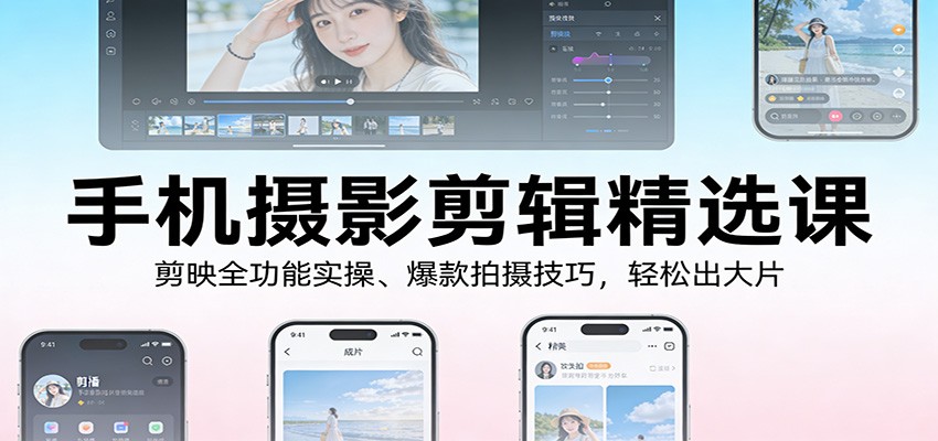 手机摄影剪辑精选课：剪映全功能实操、爆款拍摄技巧，轻松出大片-华夏圈